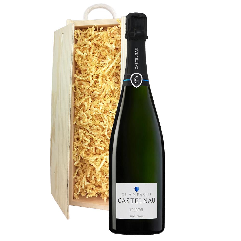 Castelnau Brut Reserve Champagne 75cl In Pine Gift Box